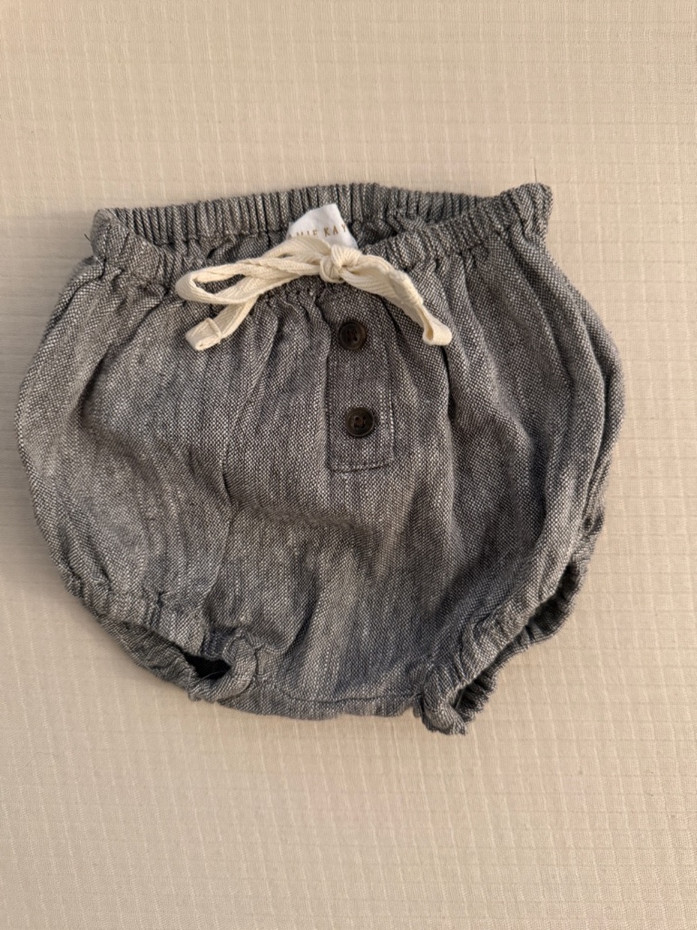 Jamie Kay Gray Linen-Look Baby Bloomers with Drawstring